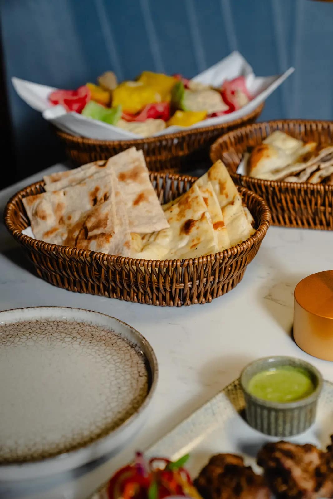 Freshly baked breads and accompaniments